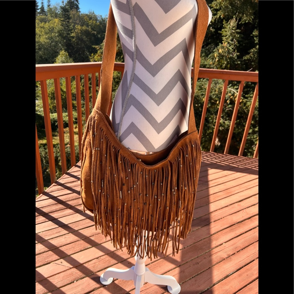 Leather fringe Western Boho bag